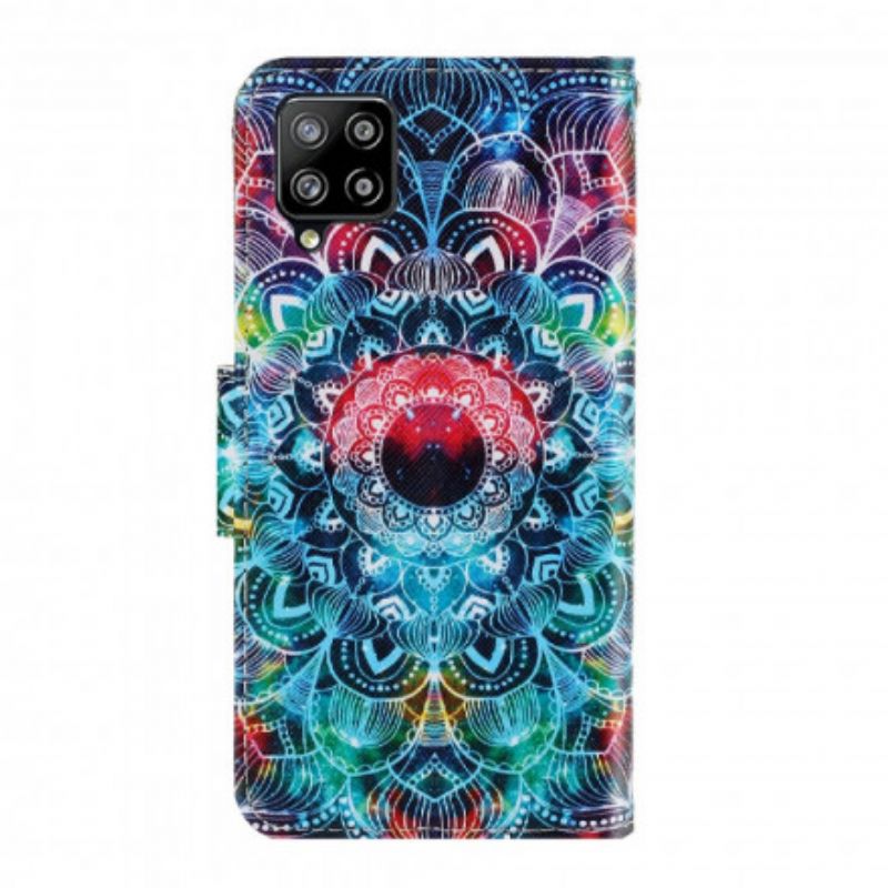 Læder Cover Samsung Galaxy A22 4G Med Snor Flashy Strappy Mandala