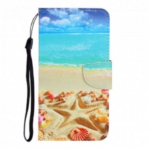 Læder Cover Samsung Galaxy A22 4G Med Snor Thong Beach