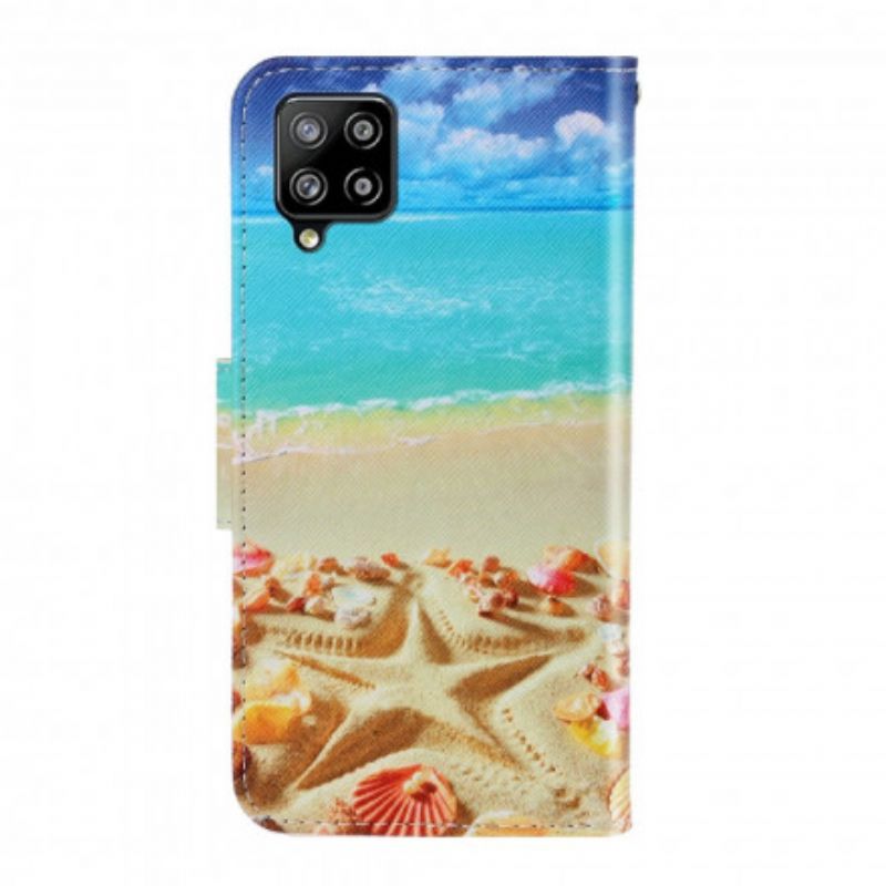 Læder Cover Samsung Galaxy A22 4G Med Snor Thong Beach