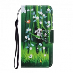 Læder Cover Samsung Galaxy A22 4G Panda Walk