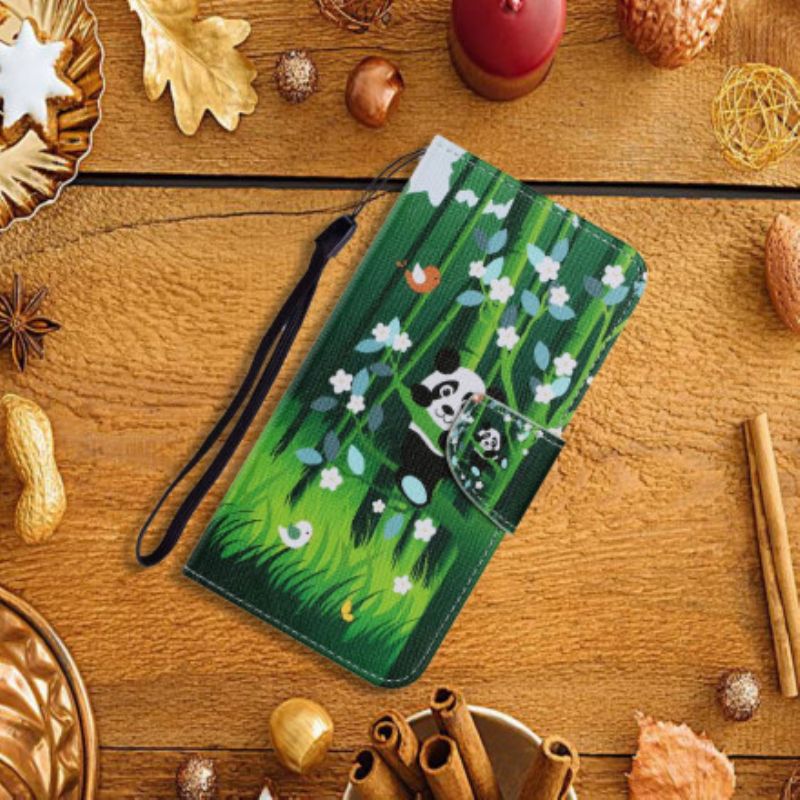 Læder Cover Samsung Galaxy A22 4G Panda Walk