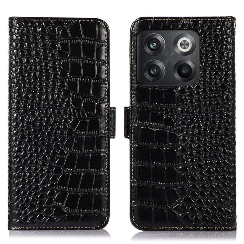 Læder Cover OnePlus 10T 5G Rfid Crocodile Style