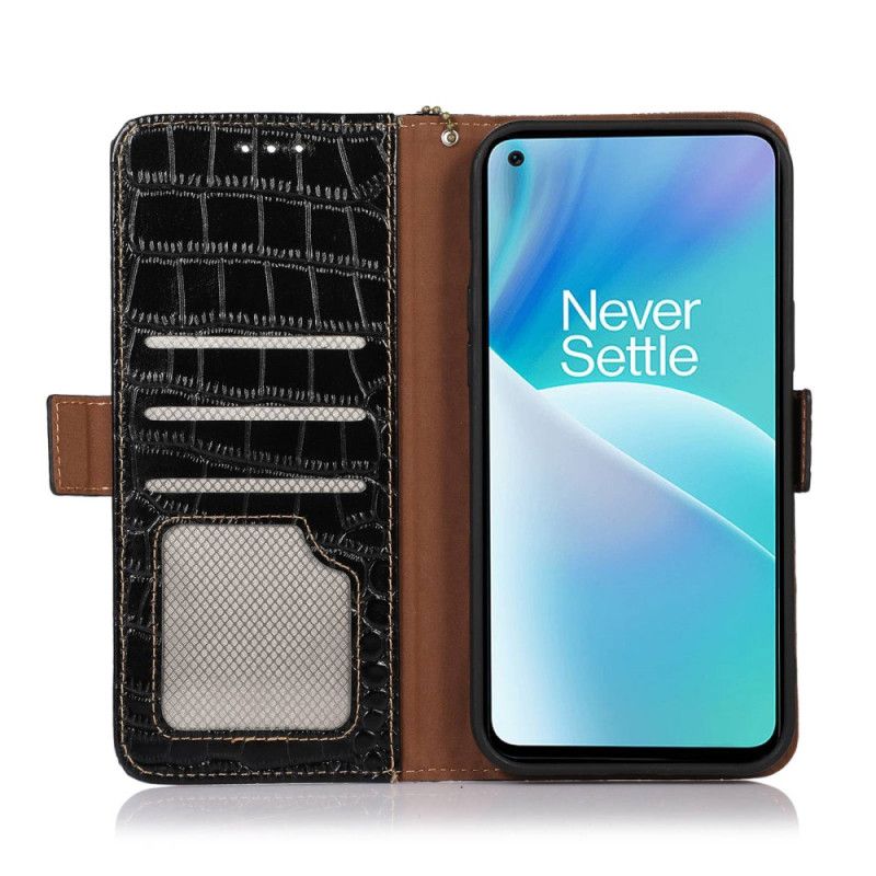 Læder Cover OnePlus 10T 5G Rfid Crocodile Style