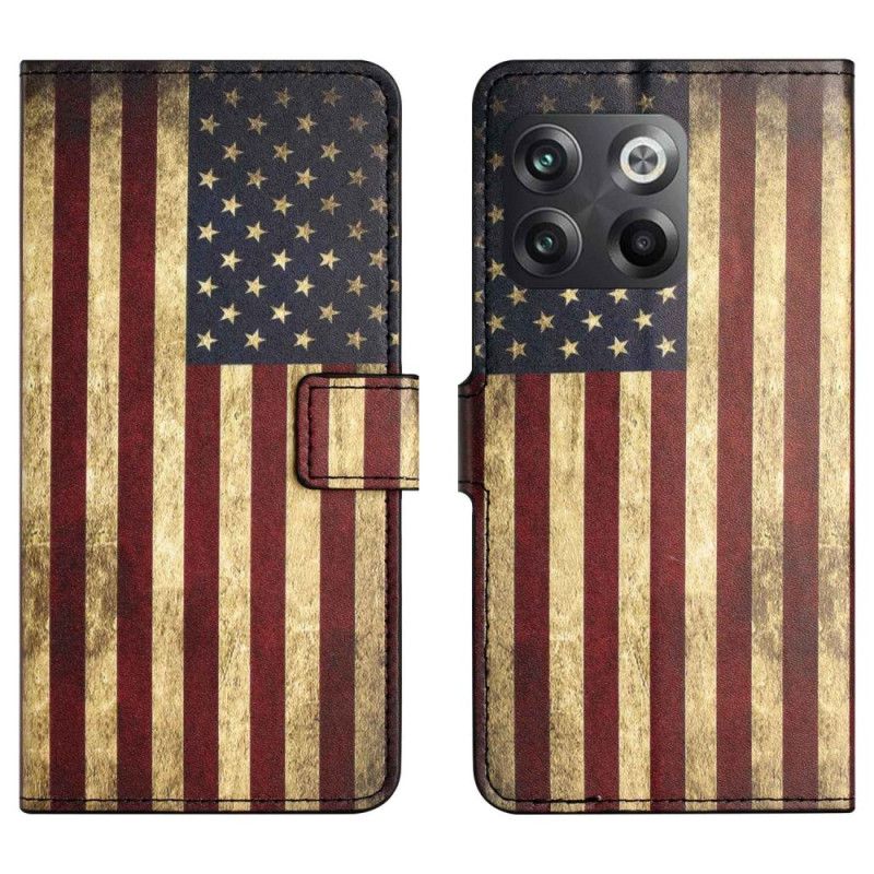 Læder Cover OnePlus 10T 5G Vintage Amerikansk Flag