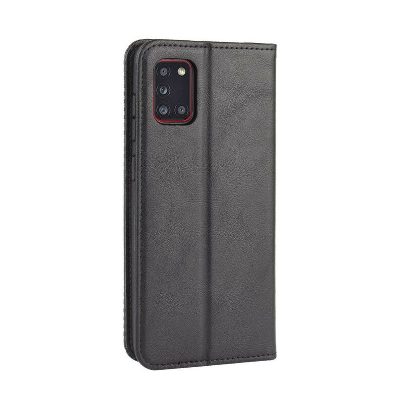 Cover Samsung Galaxy A31 Flip Cover Vintage Stiliseret Lædereffekt