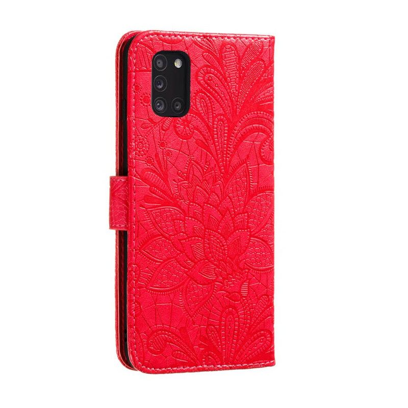 Flip Cover Samsung Galaxy A31 Med Snor Stammebåndsblomster