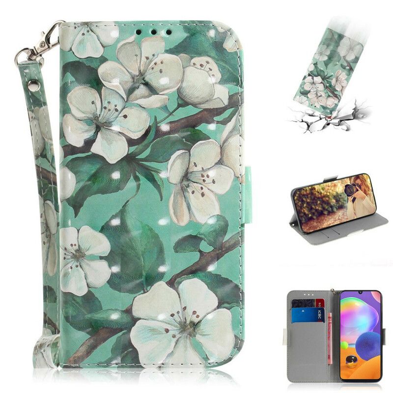 Flip Cover Samsung Galaxy A31 Med Snor Thong Blomstergren