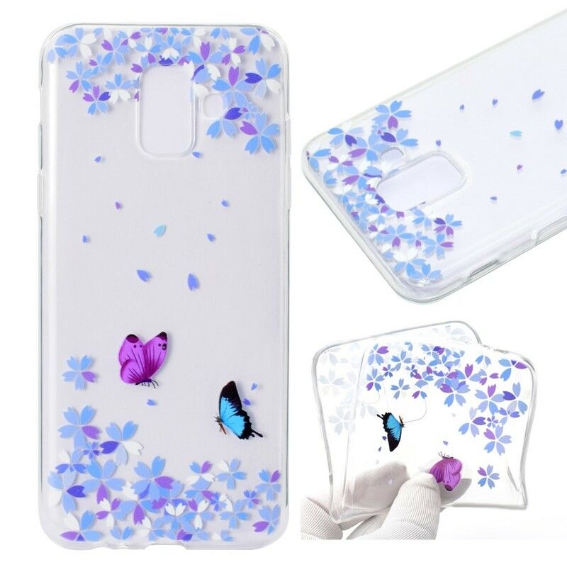 Cover Samsung Galaxy A6 Transparente Sommerfugle Og Blomster