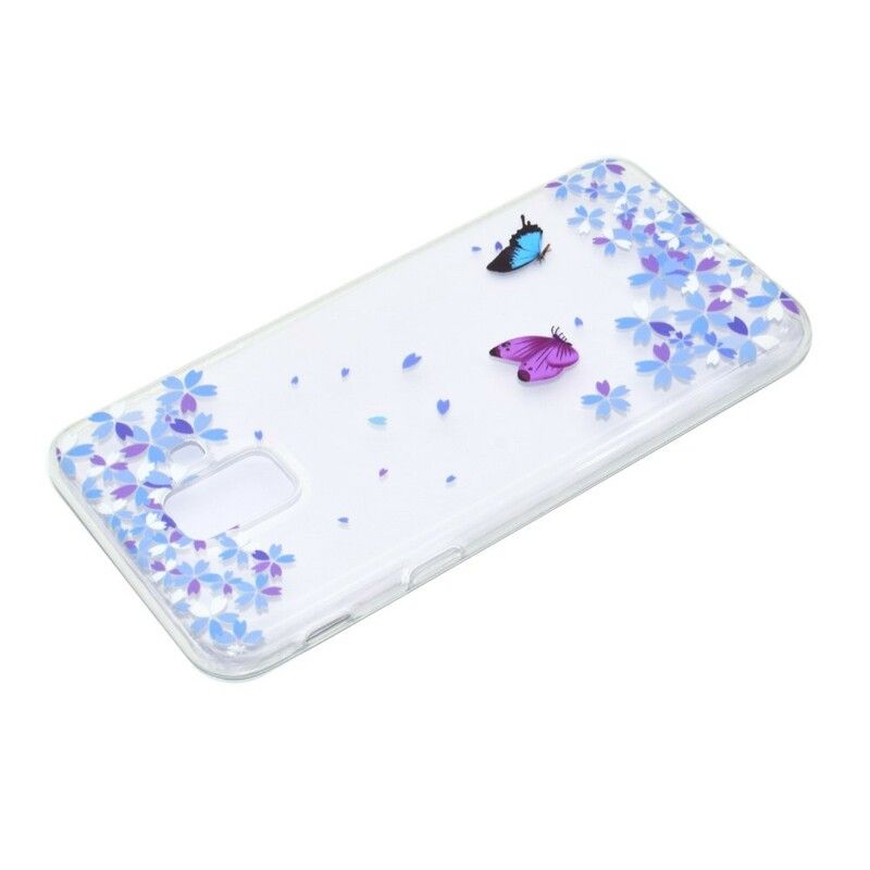 Cover Samsung Galaxy A6 Transparente Sommerfugle Og Blomster