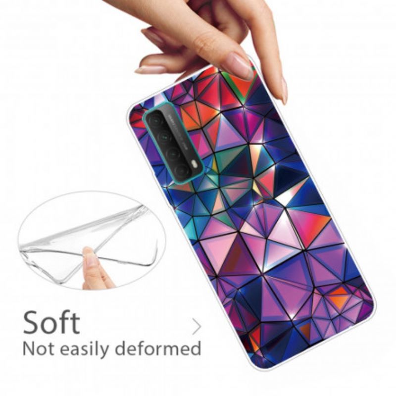 Cover Huawei P Smart 2021 Fleksibel Geometri Farvet