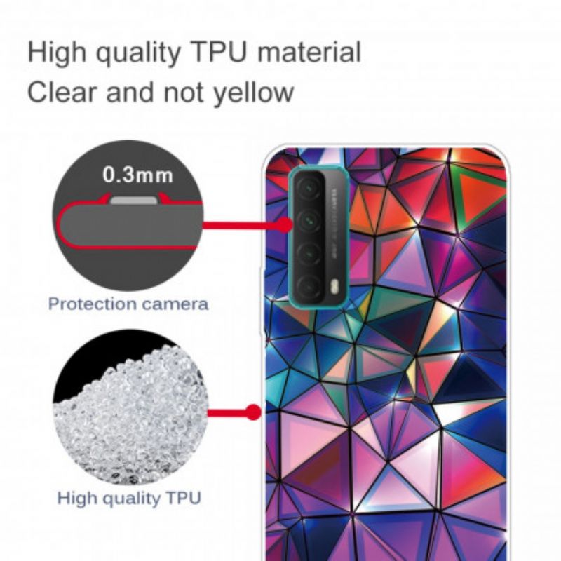 Cover Huawei P Smart 2021 Fleksibel Geometri Farvet