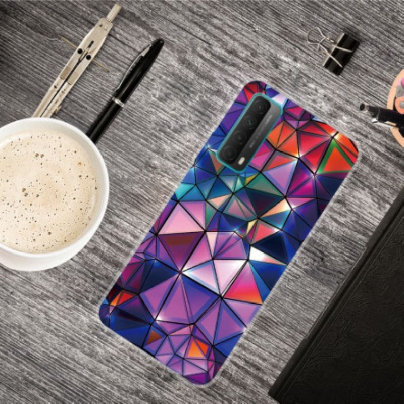 Cover Huawei P Smart 2021 Fleksibel Geometri Farvet