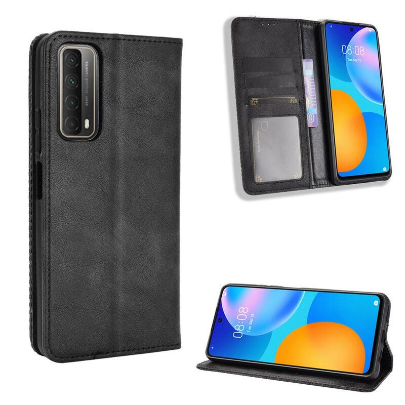 Cover Huawei P Smart 2021 Flip Cover Vintage Stiliseret Lædereffekt