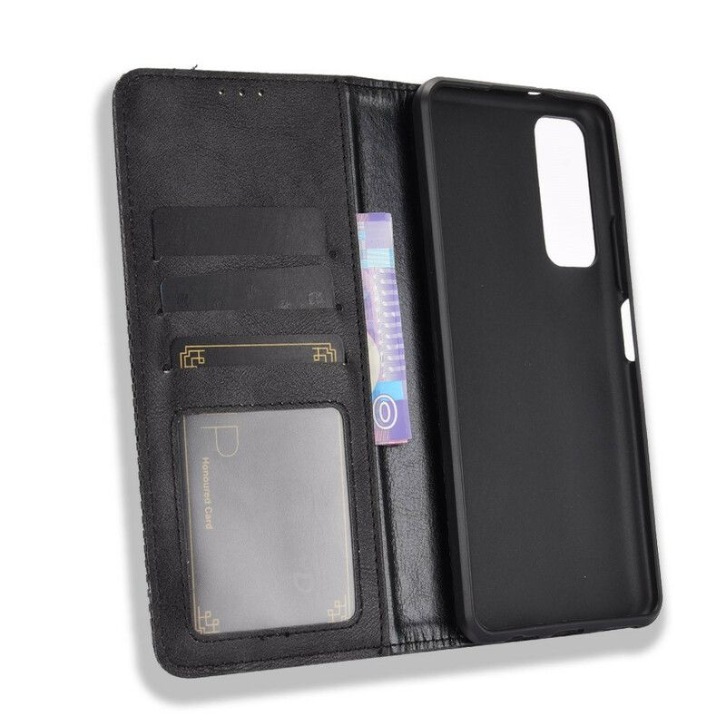 Cover Huawei P Smart 2021 Flip Cover Vintage Stiliseret Lædereffekt