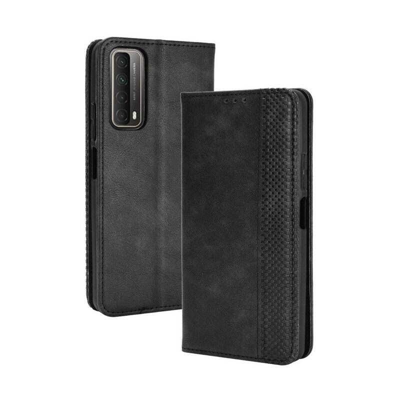 Cover Huawei P Smart 2021 Flip Cover Vintage Stiliseret Lædereffekt