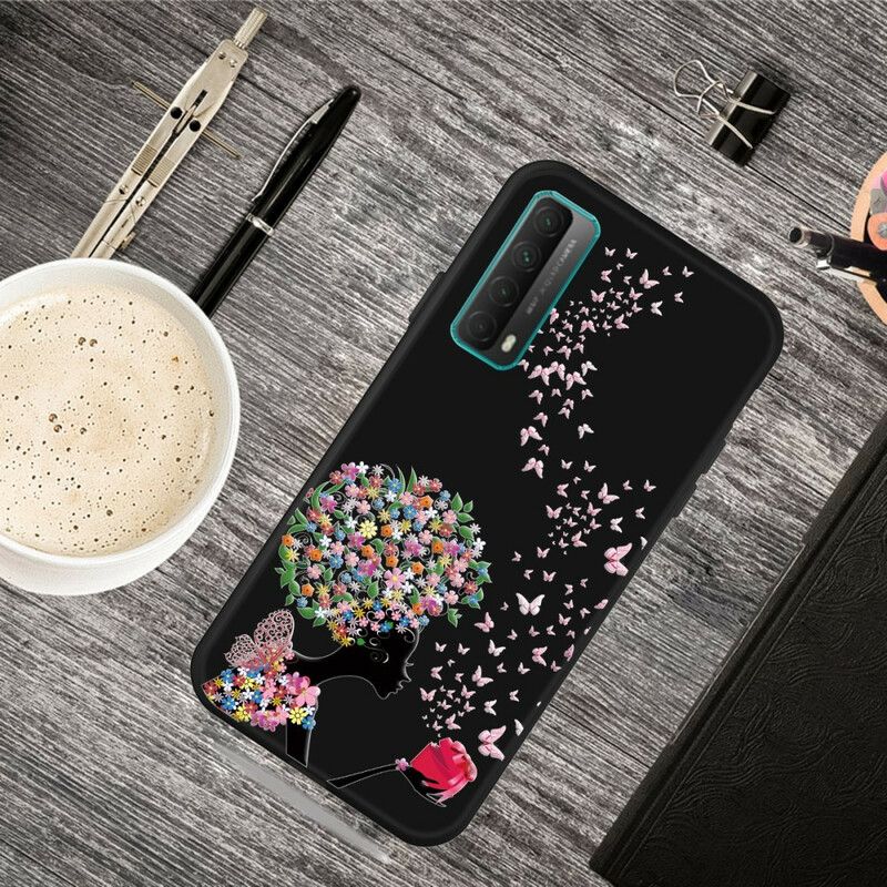 Cover Huawei P Smart 2021 Kvinde Med Blomsterhoved