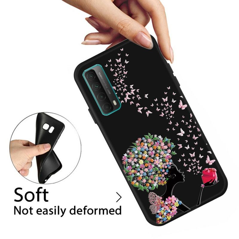 Cover Huawei P Smart 2021 Kvinde Med Blomsterhoved