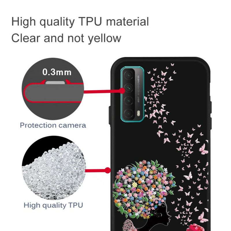 Cover Huawei P Smart 2021 Kvinde Med Blomsterhoved