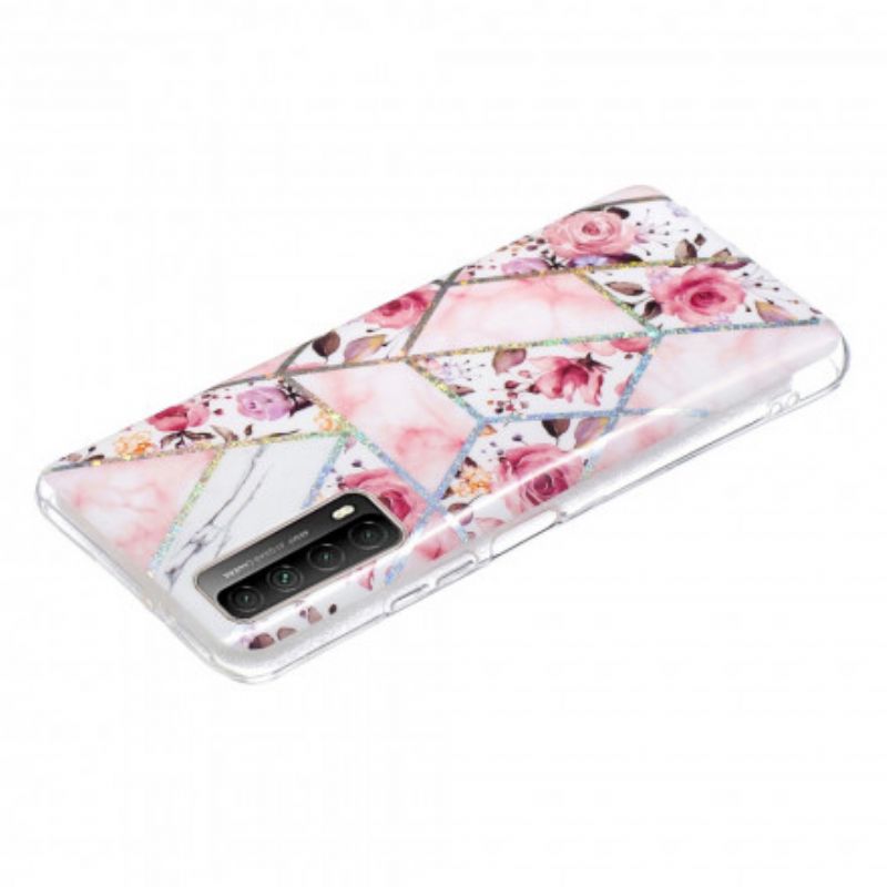 Cover Huawei P Smart 2021 Marmorerede Blomster