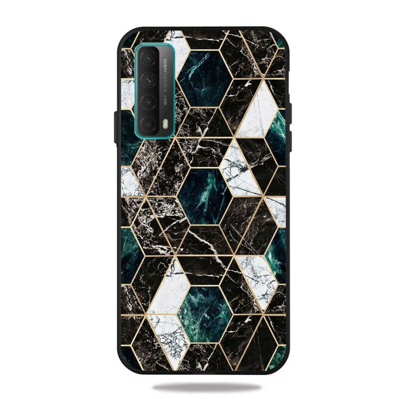 Cover Huawei P Smart 2021 Mørk Geometrisk Marmor