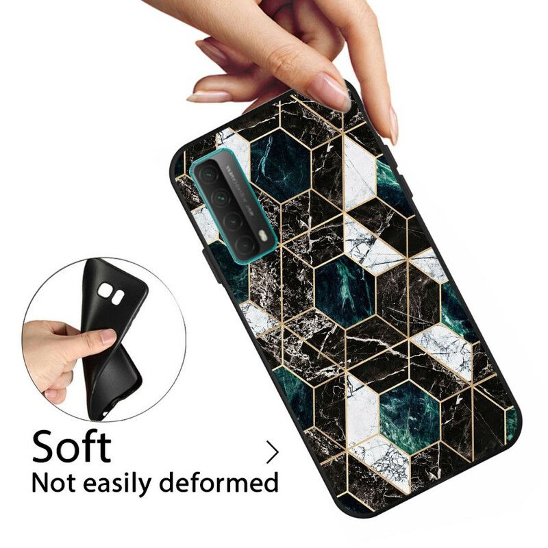 Cover Huawei P Smart 2021 Mørk Geometrisk Marmor