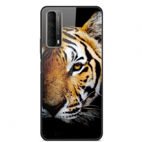 Cover Huawei P Smart 2021 Realistisk Tiger Hærdet Glas