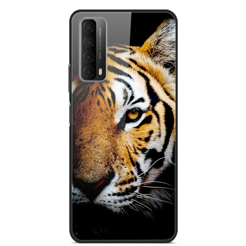 Cover Huawei P Smart 2021 Realistisk Tiger Hærdet Glas