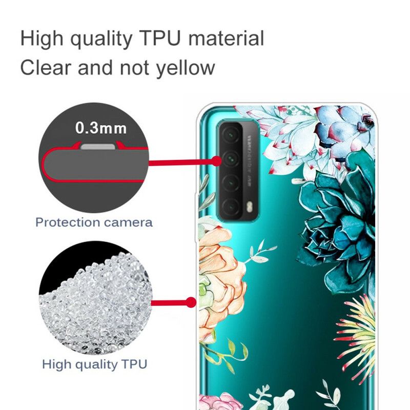 Cover Huawei P Smart 2021 Sømløse Akvarelblomster