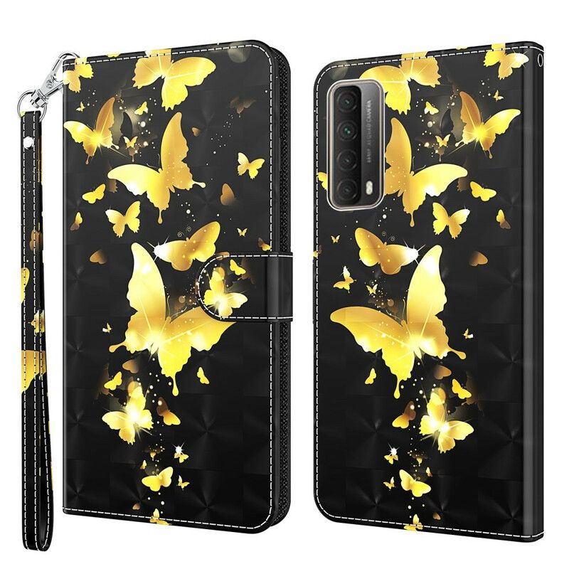 Flip Cover Huawei P Smart 2021 Gule Sommerfugle