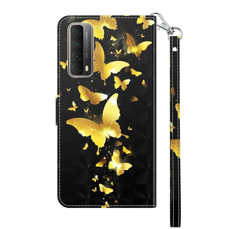 Flip Cover Huawei P Smart 2021 Gule Sommerfugle