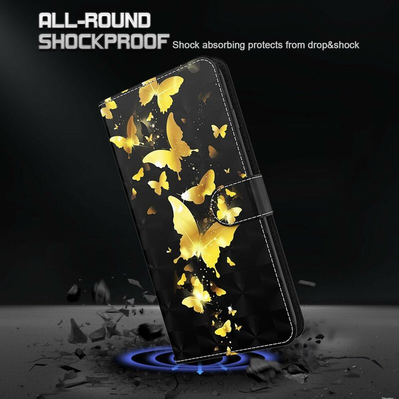 Flip Cover Huawei P Smart 2021 Gule Sommerfugle