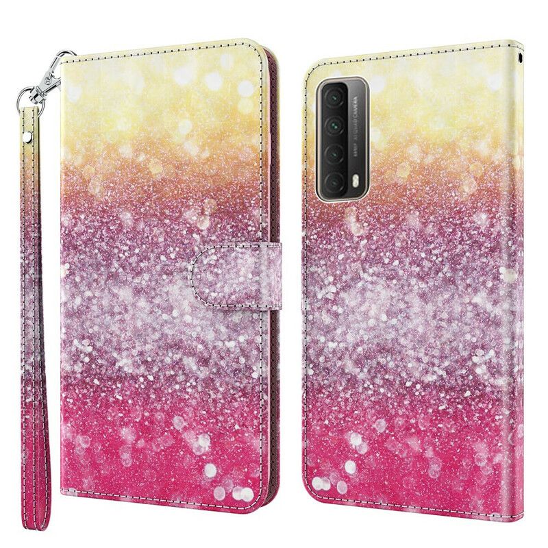 Flip Cover Huawei P Smart 2021 Magenta Glitter Gradient