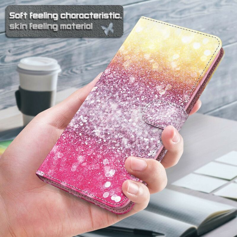 Flip Cover Huawei P Smart 2021 Magenta Glitter Gradient