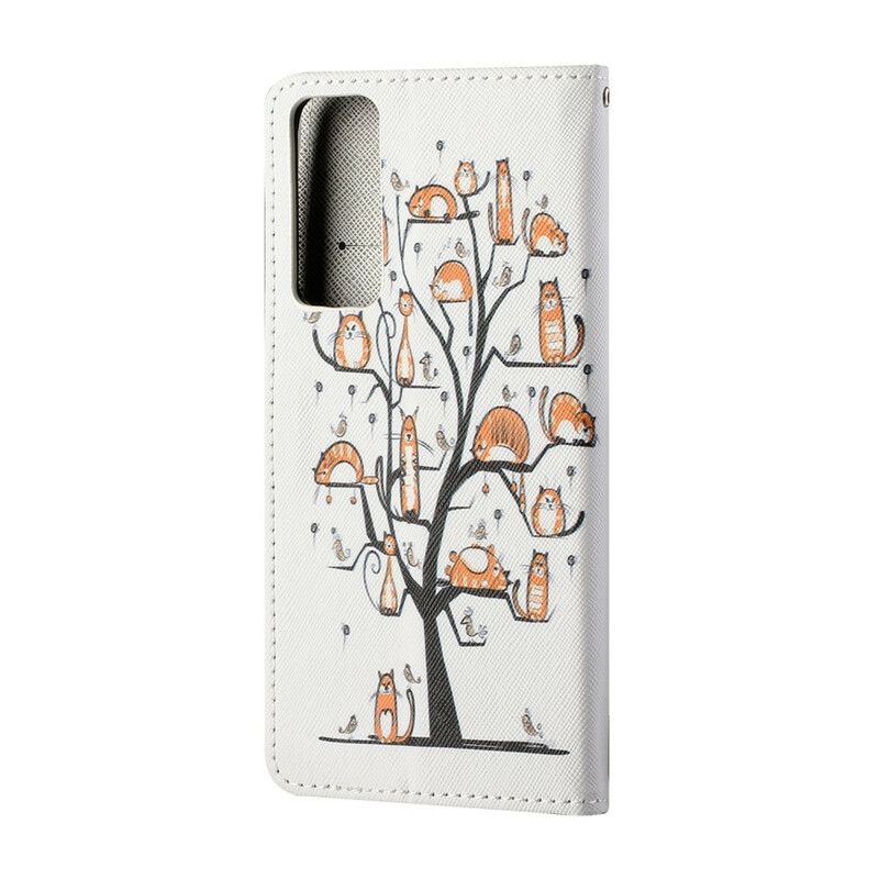 Flip Cover Huawei P Smart 2021 Med Snor Funky Katte Med Rem