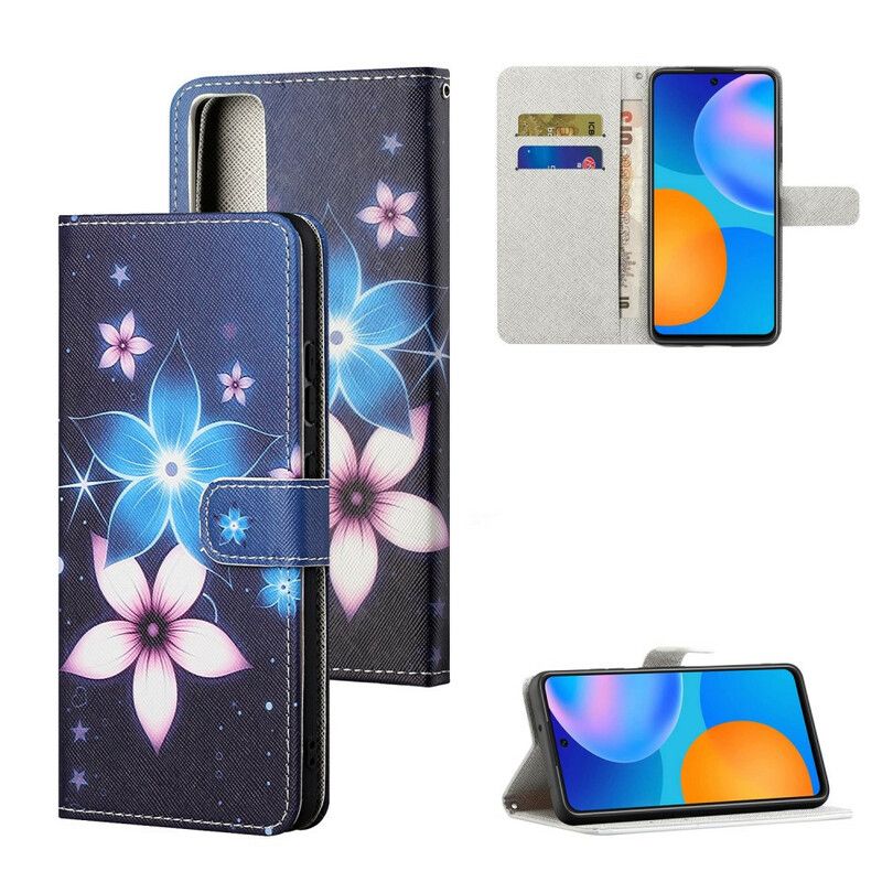 Flip Cover Huawei P Smart 2021 Med Snor Lunar Strap Blomster