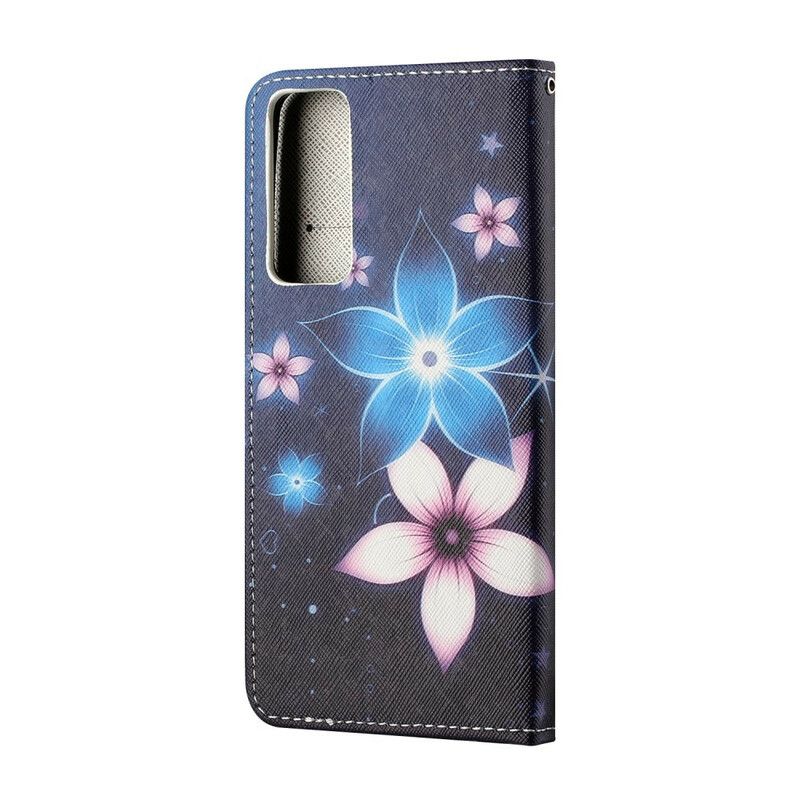 Flip Cover Huawei P Smart 2021 Med Snor Lunar Strap Blomster