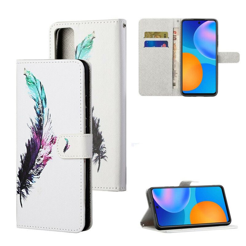 Flip Cover Huawei P Smart 2021 Med Snor Thong Fjer