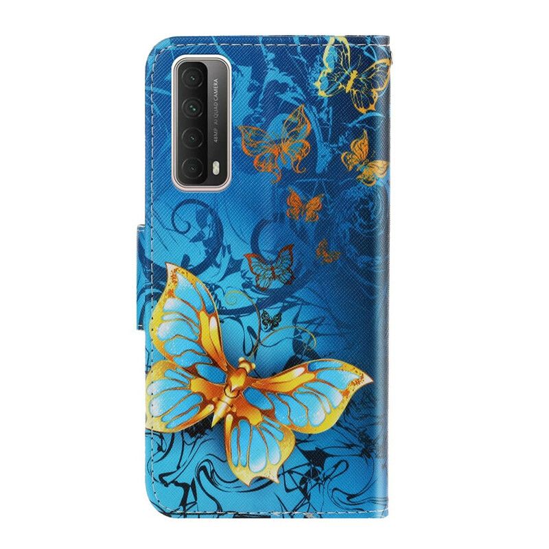 Flip Cover Huawei P Smart 2021 Med Snor Variationer Af Sommerfuglestrop