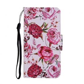 Flip Cover Huawei P Smart 2021 Mestrede Blomster Med Rem