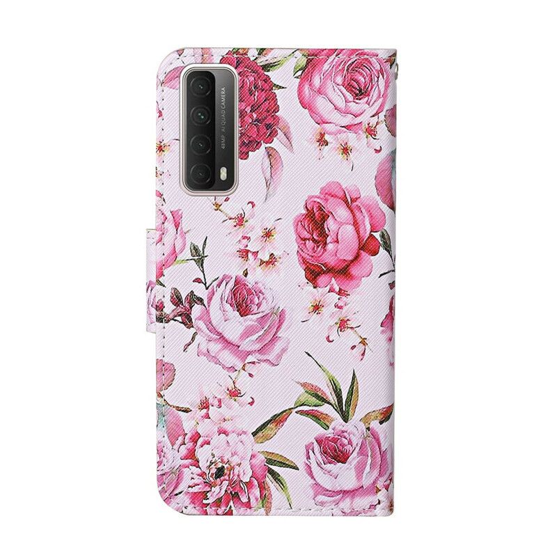 Flip Cover Huawei P Smart 2021 Mestrede Blomster Med Rem