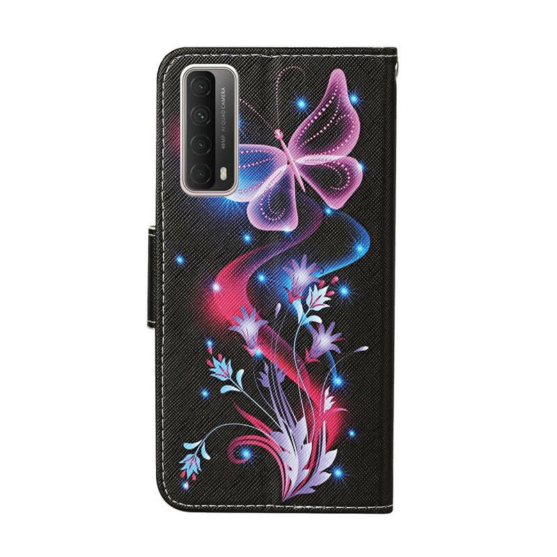 Flip Cover Huawei P Smart 2021 Sommerfugle Og Snor