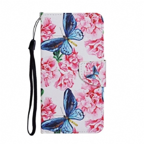 Læder Cover Huawei P Smart 2021 Blomstersommerfugle-rem