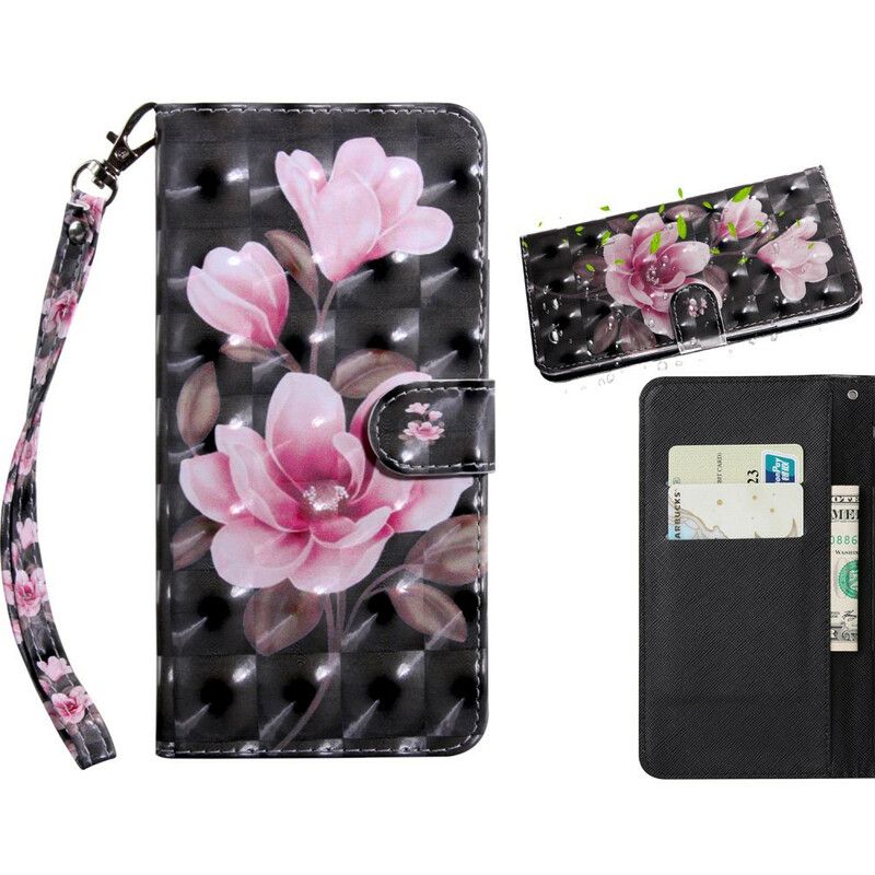 Læder Cover Huawei P Smart 2021 Lysplet Blomster Blomstrer