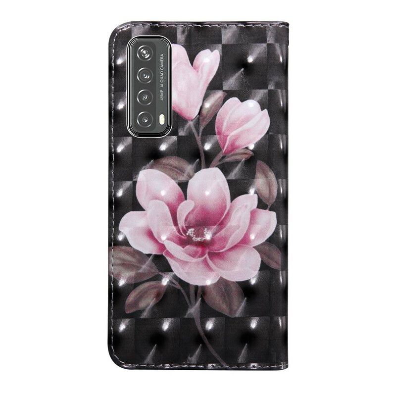 Læder Cover Huawei P Smart 2021 Lysplet Blomster Blomstrer