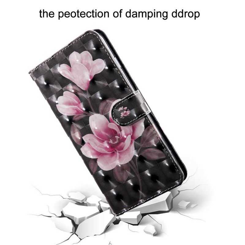 Læder Cover Huawei P Smart 2021 Lysplet Blomster Blomstrer