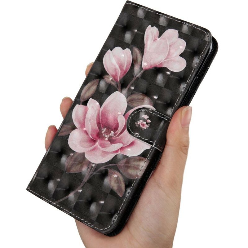 Læder Cover Huawei P Smart 2021 Lysplet Blomster Blomstrer