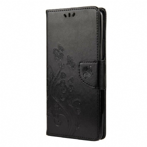 Læder Cover Huawei P Smart 2021 Med Snor Splendid Strap Sommerfugle