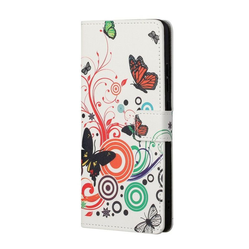 Læder Cover Huawei P Smart 2021 Sommerfugle Og Blomster