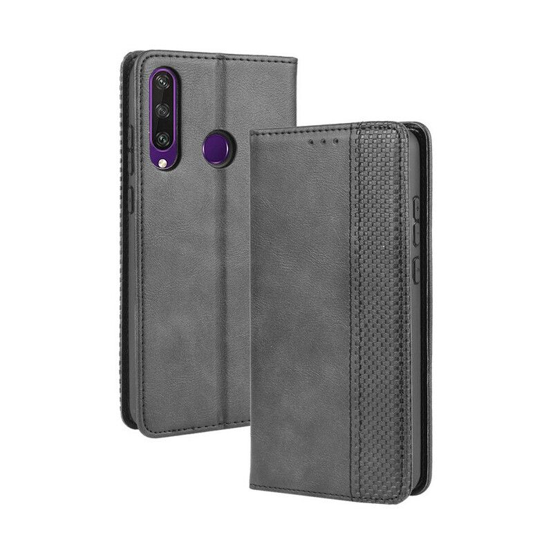 Cover Huawei Y6p Flip Cover Styliseret Vintage Lædereffekt