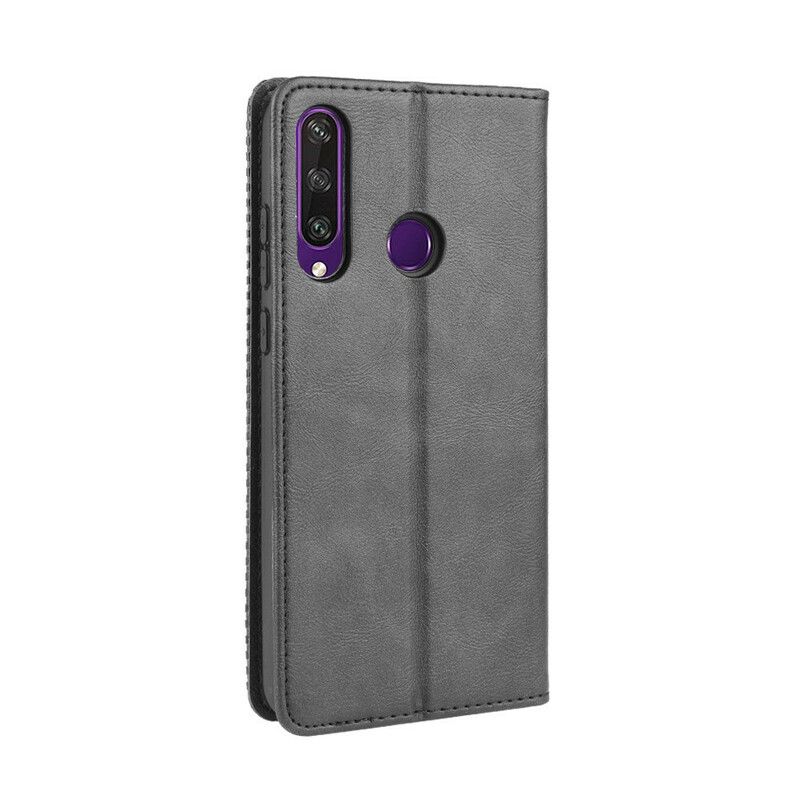 Cover Huawei Y6p Flip Cover Styliseret Vintage Lædereffekt